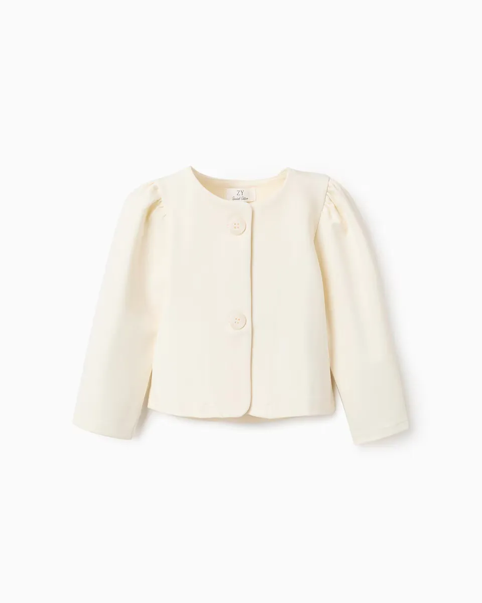 

Куртка для девочки с присборенными плечами и пуговицами Zippy, белый