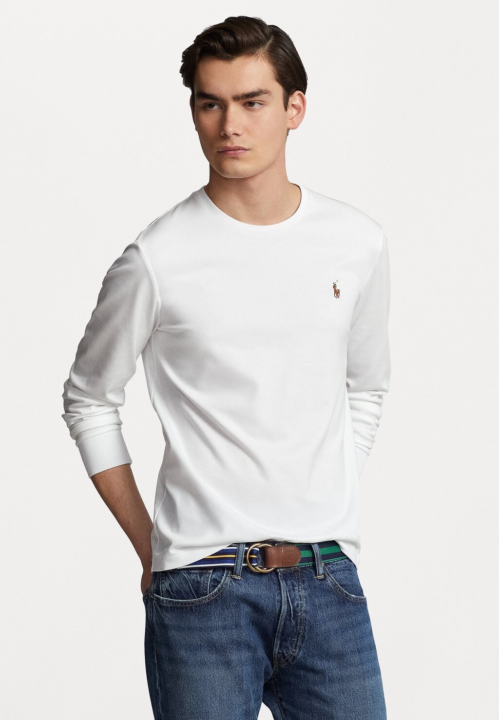 Футболка с длинным рукавом LONG SLEEVE Polo Ralph Lauren, белая — фото 4