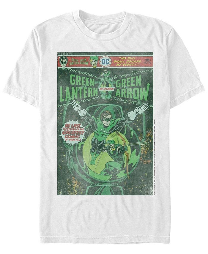 

Мужская футболка DC Green Lantern Starring Green Arrow Comic Cover с короткими рукавами Fifth Sun, белый