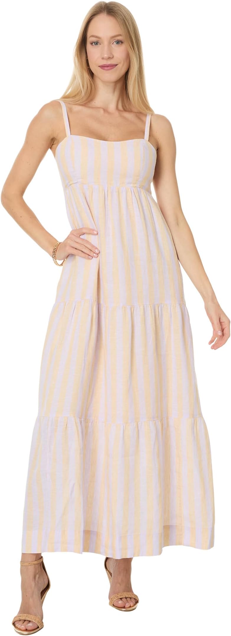 

Платье Lilly Pulitzer Javanne Linen Maxi Dress, цвет Lilac Opal Island Secrets Stripe