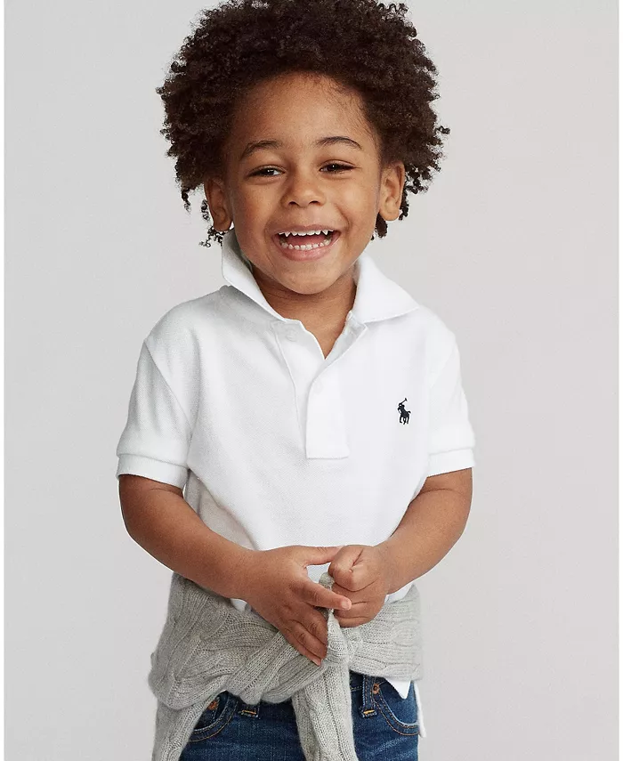 

Детская и мальчиковая хлопковая поло с сетчатой тканью Polo Ralph Lauren, белый