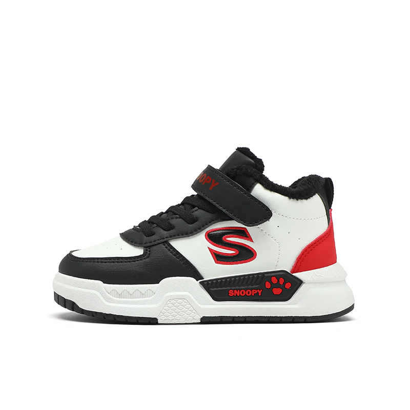 

Детские кроссовки для скейтбординга с нескользящей подошвой и теплым высоким берцем SNOOPY, белый/красный/черный