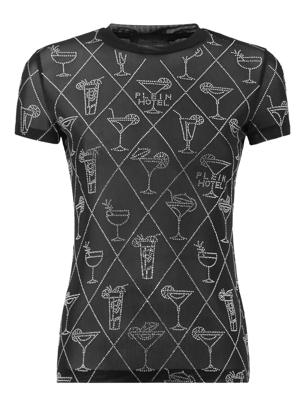 

Сетчатая футболка с кристаллами Philipp Plein, черный