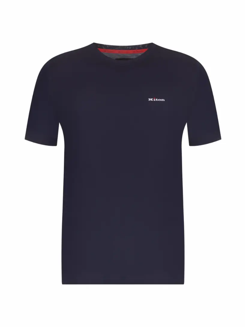 

Хлопковая футболка с логотипом Kiton, тёмно-синий