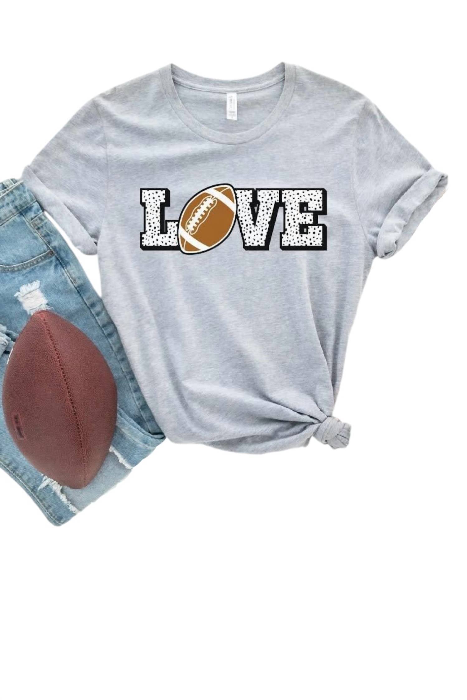 

Женская футболка Love Football светло-серого цвета She Shed