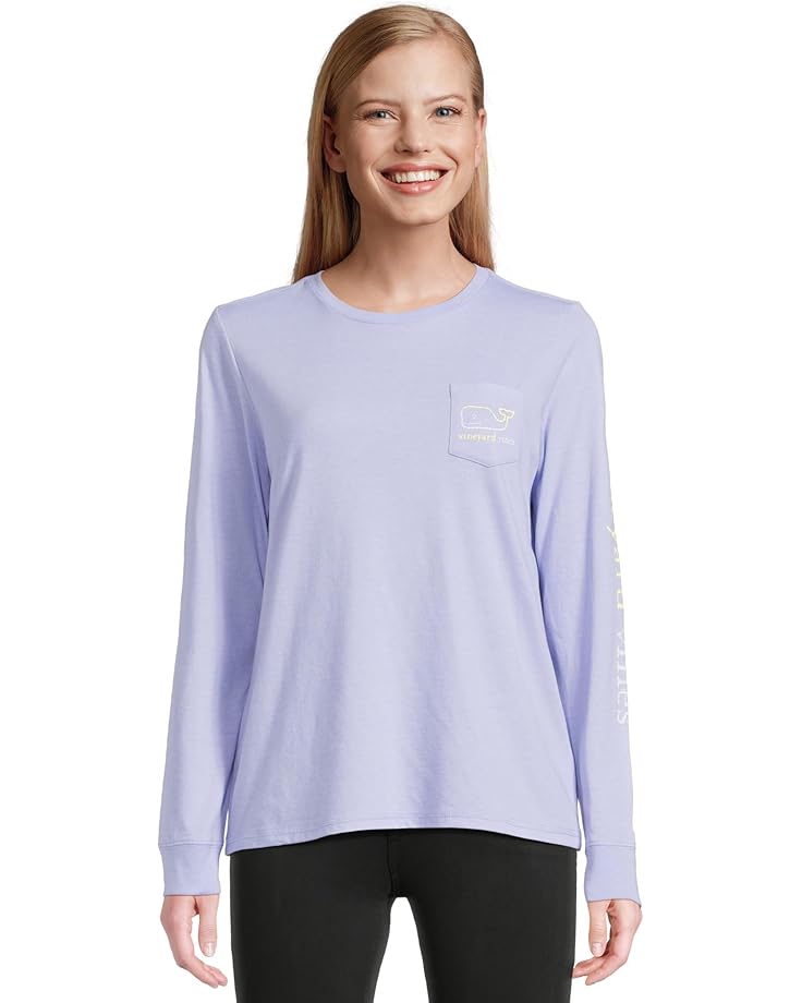 

Футболка Vineyard Vines Burgee Whale Long Sleeve Dunes Tee, цвет Peri Wink Heather