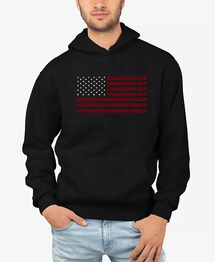 

Мужская толстовка с капюшоном и флагом США Word Art LA Pop Art, черный