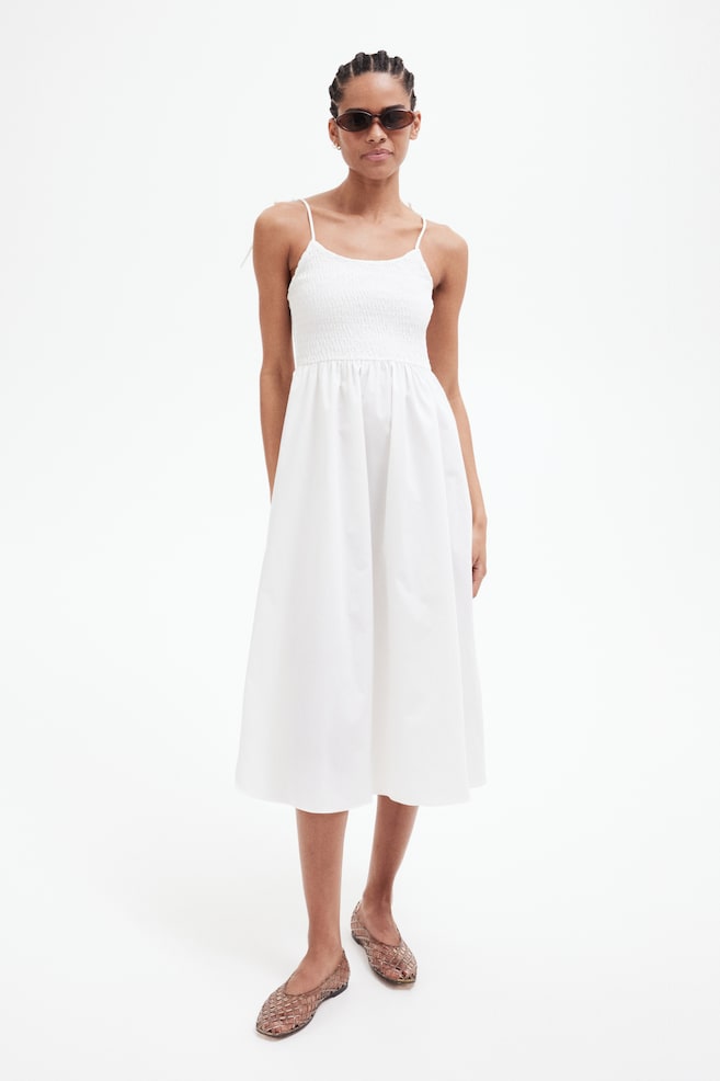 

Платье со сборками и завязками H&M, белый