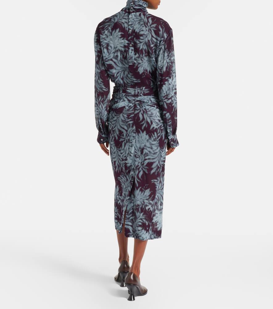 Печатная шифоновая миди-юбка Dries Van Noten, Burgundy — фото 3