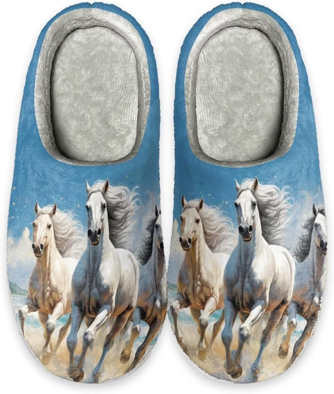 

Домашние тапочки Xpyiqun мягкие плюшевые теплые зимние тапочки для мужчин и женщин, размер 4-12, Wild Horse