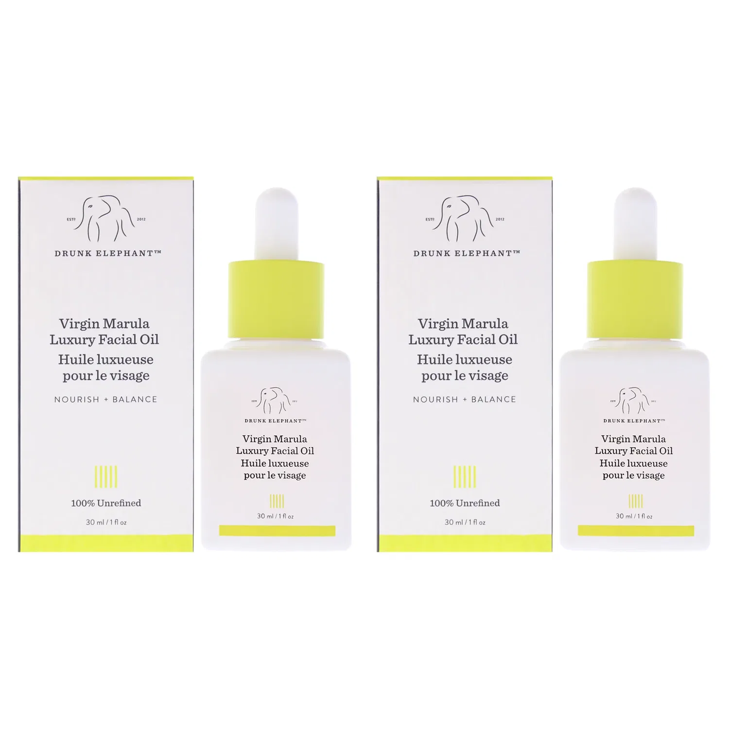 Роскошное масло для лица Virgin Marula от Drunk Elephant для женщин - 28 г - упаковка из 2 штук, Clear
