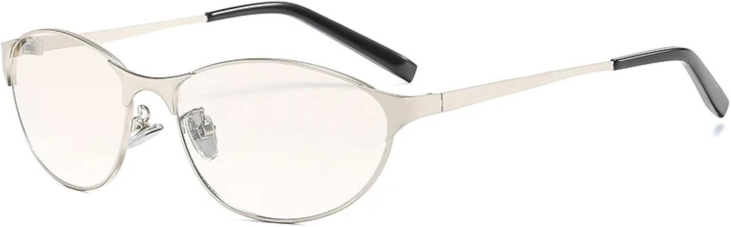 

Модные солнцезащитные очки в маленькой оправе «кошачий глаз» для мужчин и женщин, роскошные металлические очки, классические повседневные, с защитой от УФ-излучения UV400 TKKTLLT, Silver Silver