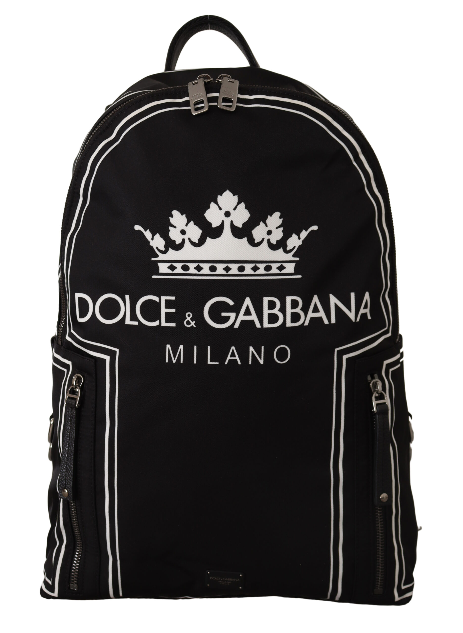 

Элегантный рюкзак с монохромным принтом короны Dolce & Gabbana, черно-белый