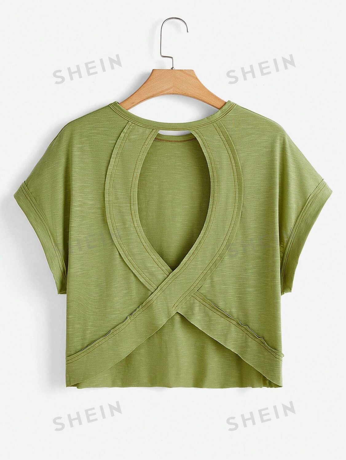 

Футболка женская Shein Essnce с открытой спиной, зеленый