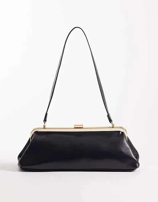 

Гламурная структурированная сумка через плечо черного цвета