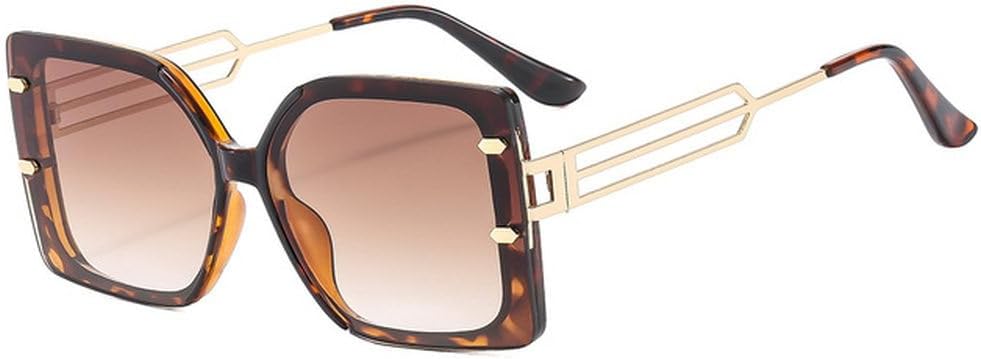 

2027 Женские солнцезащитные очки в крупной оправе с индивидуальным дизайном Мужские металлические очки с полыми дужками и зеркальной защитой от УФ-излучения UV400 MTZJH, Leopard