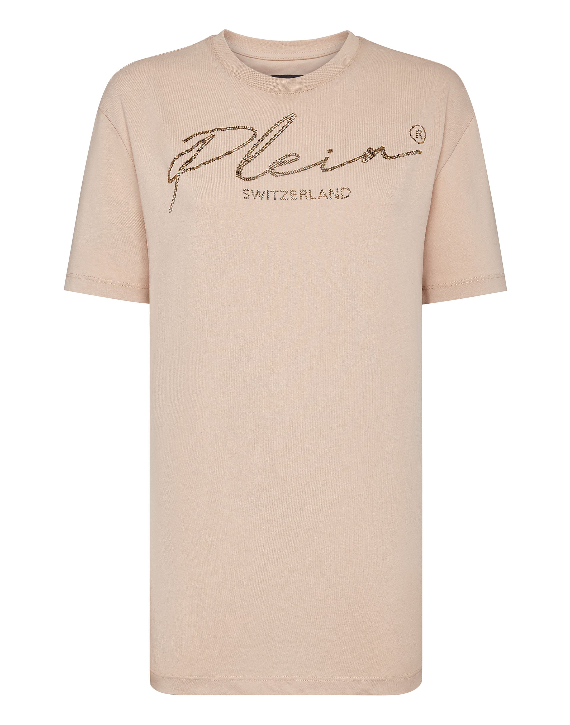 

Футболка с круглым вырезом SS Crystal Signature PHILIPP PLEIN, бежевый