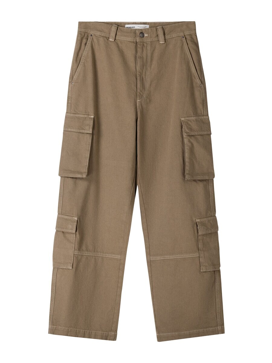

Брюки-карго Bershka Loose fit Cargo Pants, кэмел