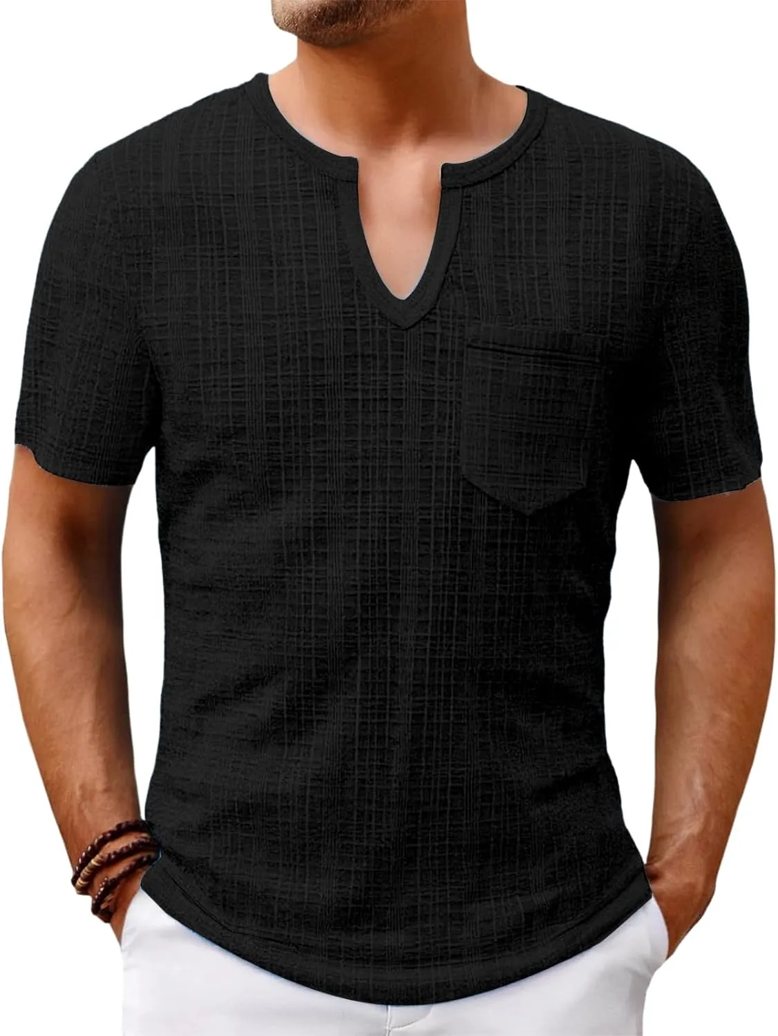 

Футболка Casual V-образного выреза для мужчин, короткий рукав, легкая, быстросохнущая RSZGSWS