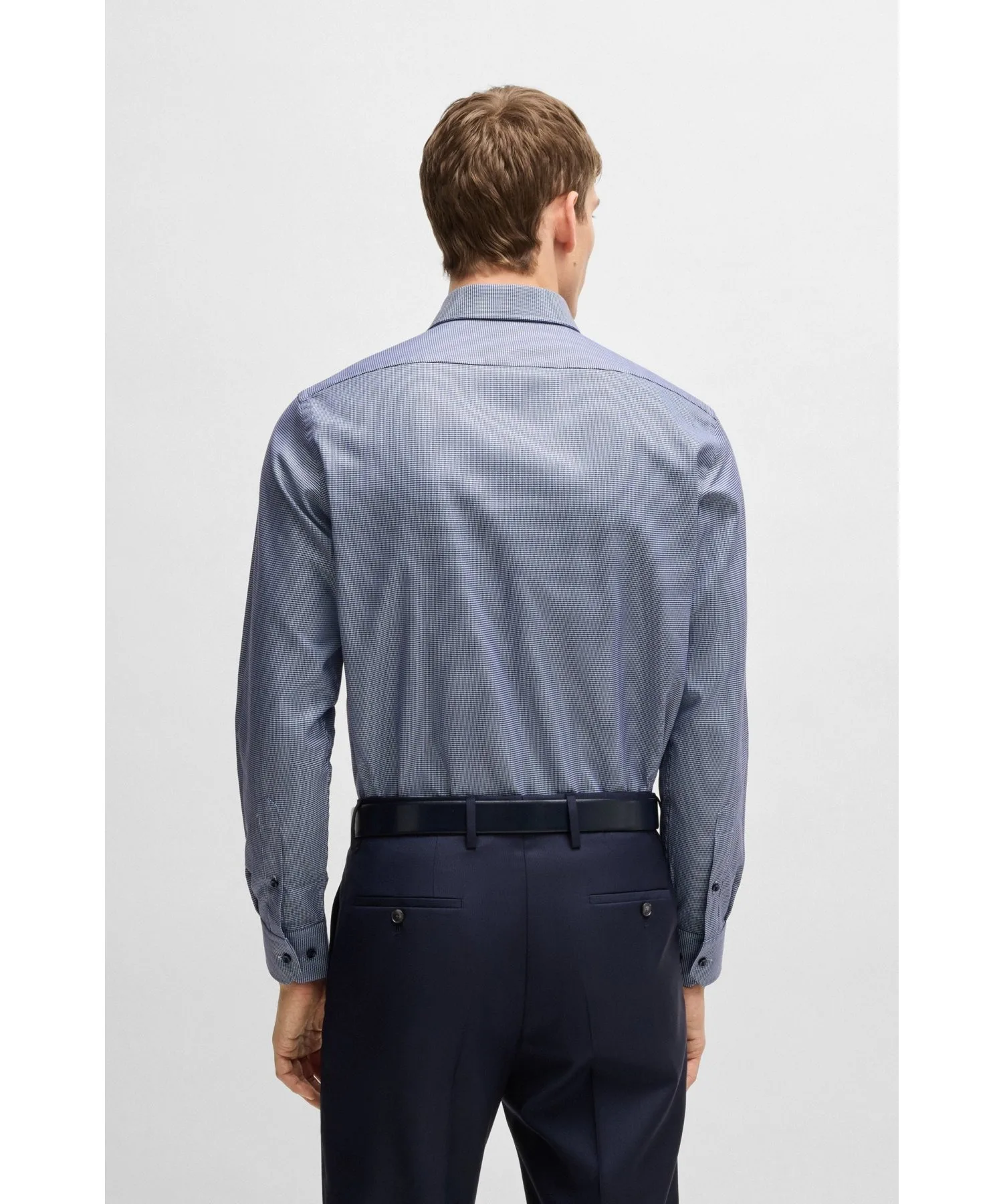 Мужская рубашка Regular Fit Structured Cotton BOSS Navy — фото 3