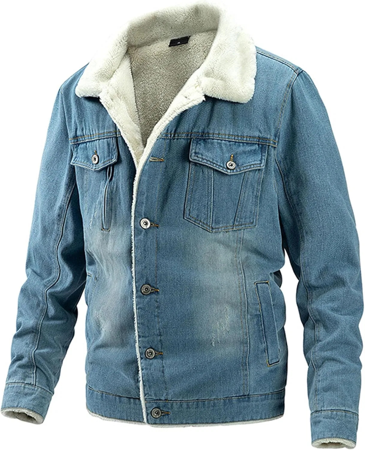 Мужская зимняя ковбойская куртка на подкладке из шерпы, мужская куртка-тракер из флиса шерпа, зимняя утепленная джинсовая куртка для мужчин
