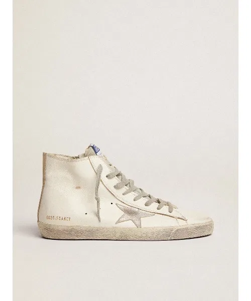 Мужские высокие кожаные кроссовки Francy GOLDEN GOOSE белые