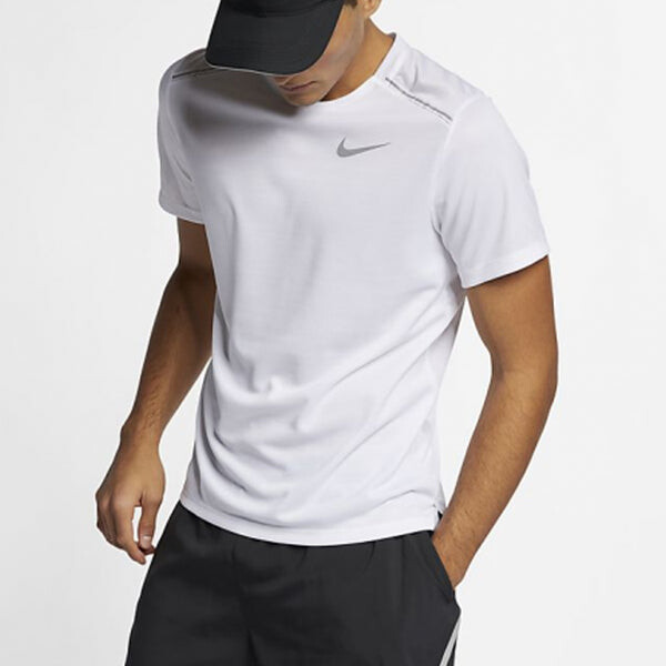 Футболка dri-fit miler running quick dry short sleeve white Nike, белый — фото 2