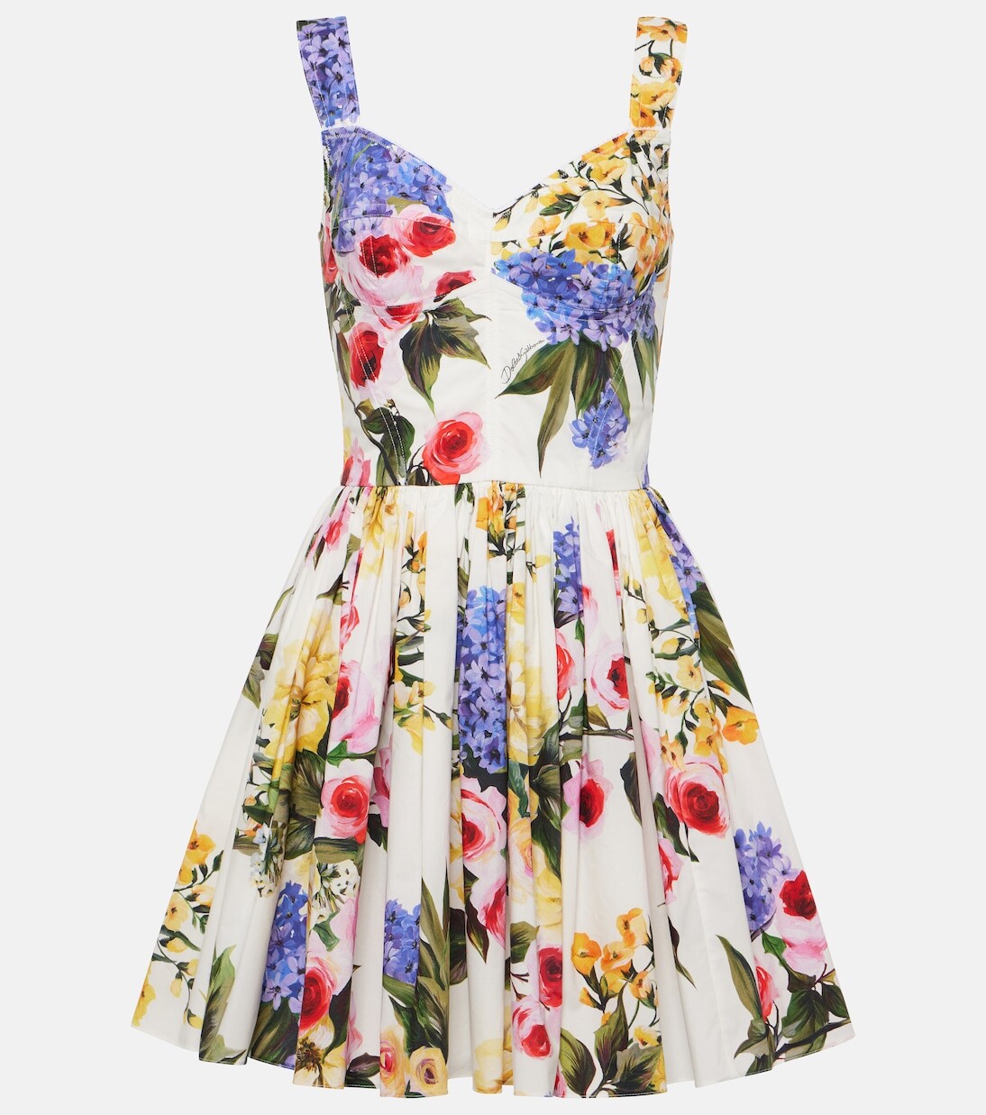 

Мини-платье из хлопка с цветочным принтом Dolce&Gabbana, мультиколор