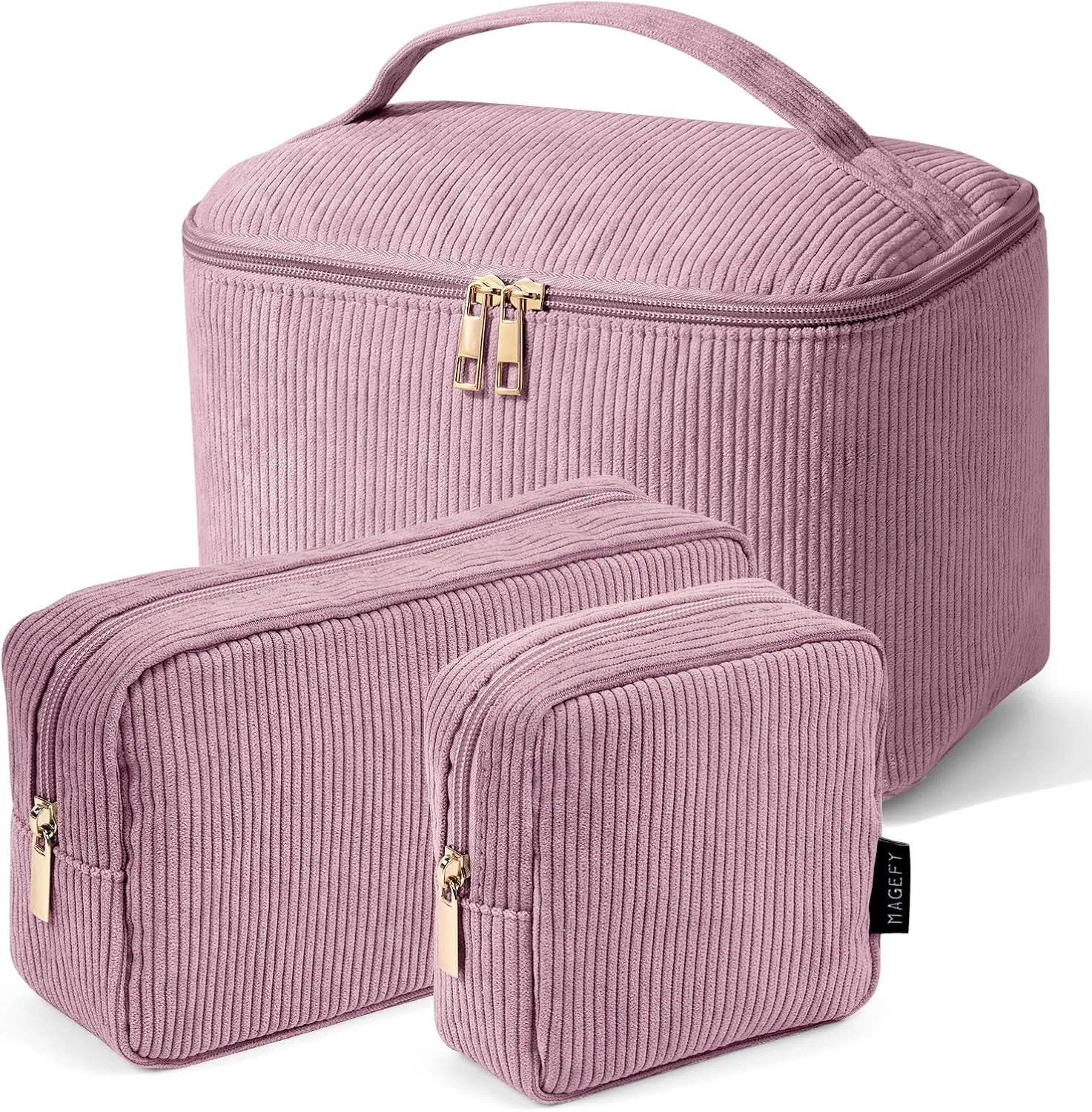 Набор из 3 косметичек MAGEFY для сумочки, вельветовые Magefy, Pink - 3 Pack