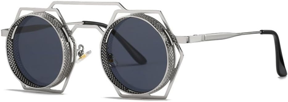 

2026 - Круглые солнцезащитные очки в стиле стимпанк для женщин и мужчин, с металлической сеткой, оригинальные солнцезащитные очки, защитные очки UV400 для женщин MTZJH, One Color