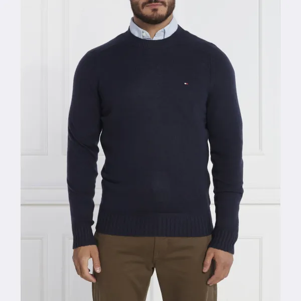 

Свитер стандартного кроя из шерсти мериноса Multi htr с круглым вырезом Tommy Hilfiger, синий