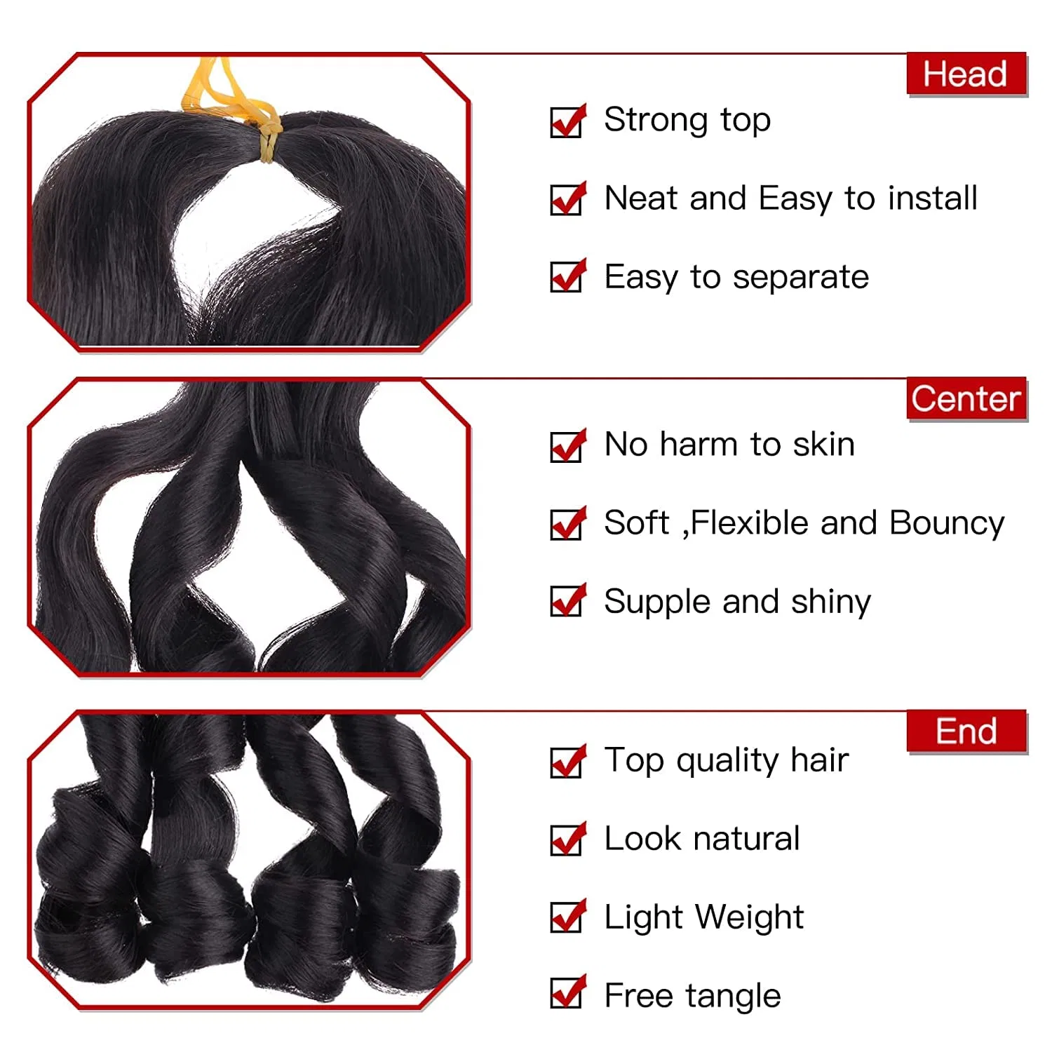 Наращивание волос Xtrend French Curly Bouncy Loose Wavy Braiding Hair Yaki Texture Xtrend, Black — фото 3