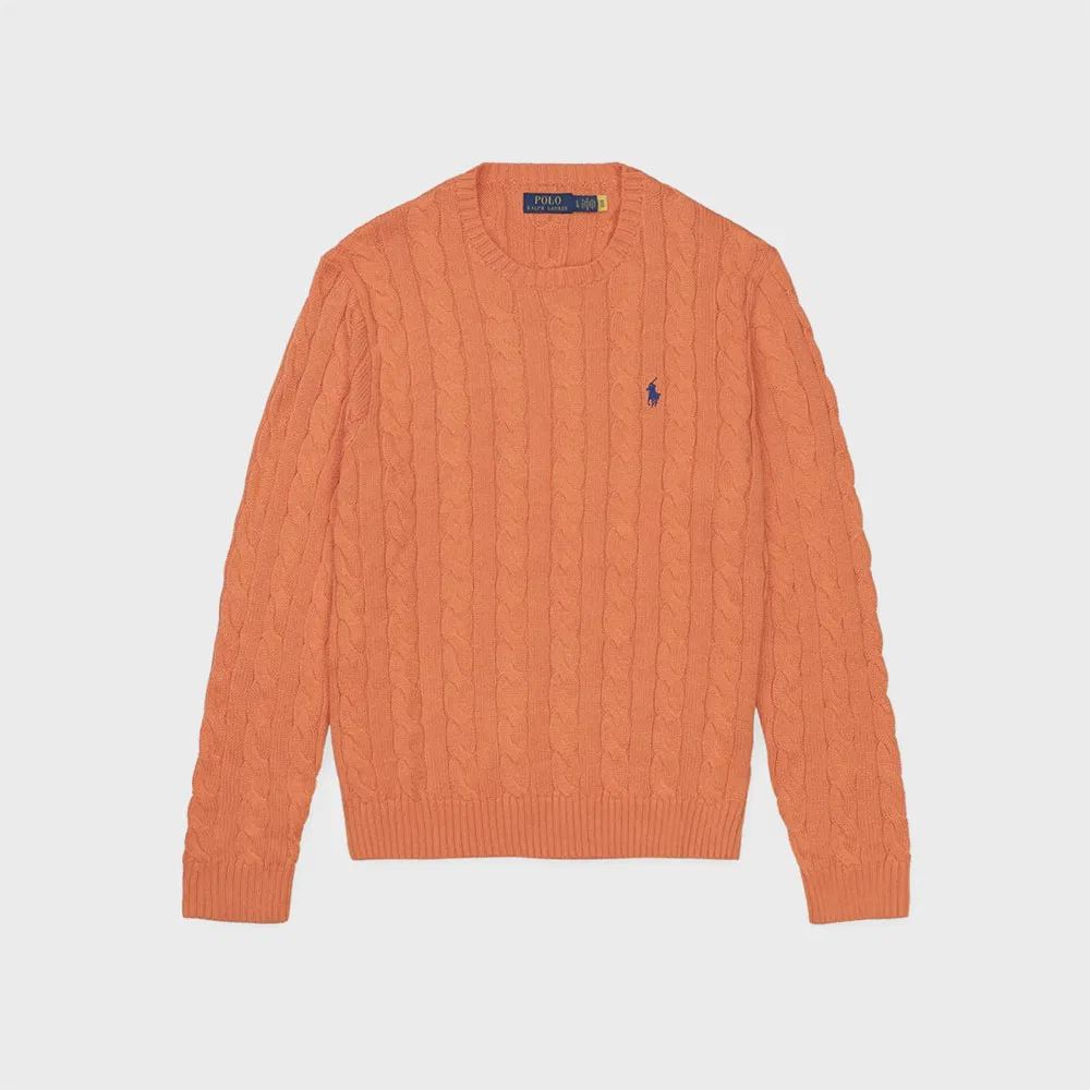 Мужской хлопковый свитер крупной вязки, оранжевый, от Polo Ralph Lauren
