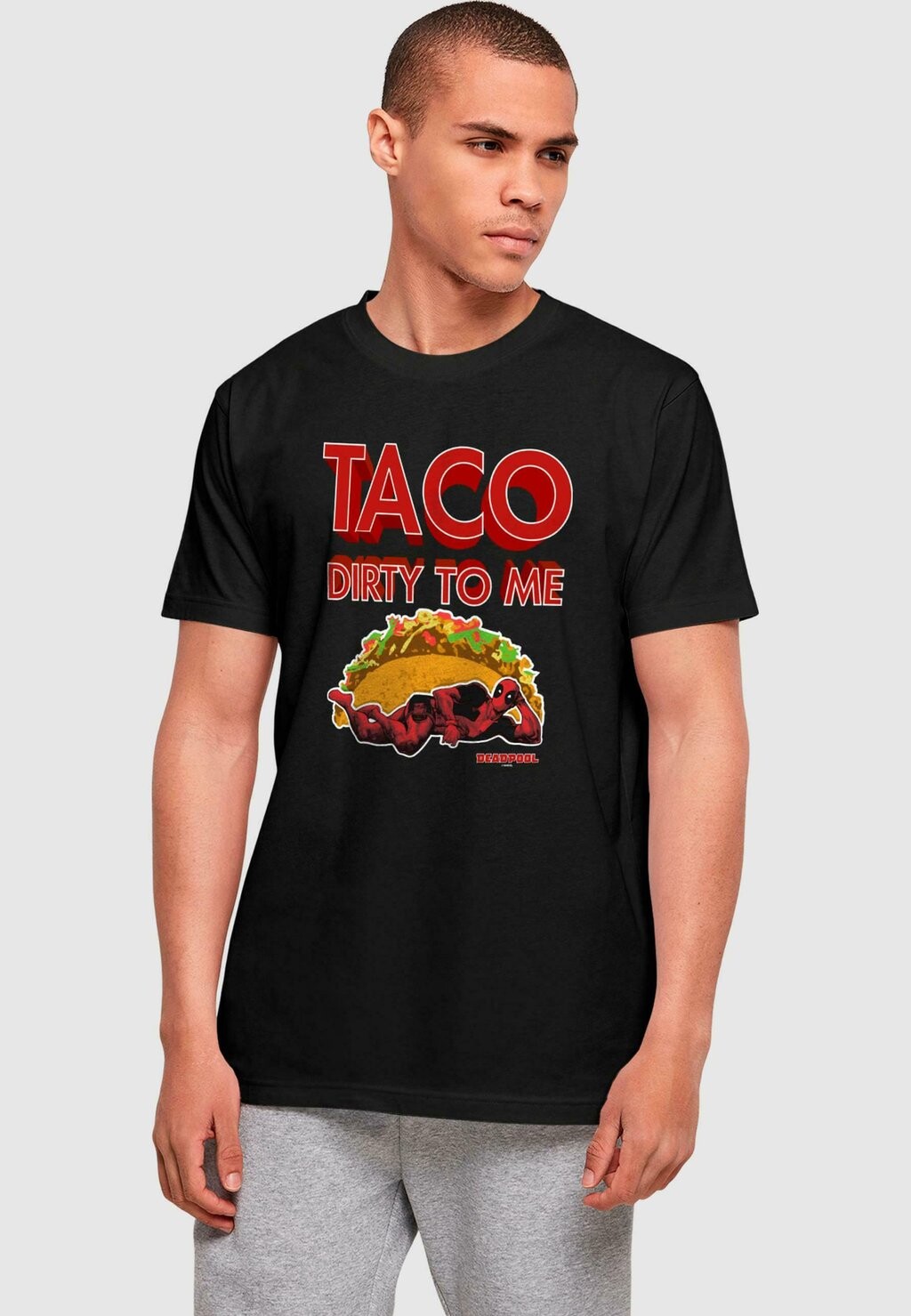 

Футболка с принтом DEADPOOL TACO DIRTY TO ME ABSOLUTE CULT, черный