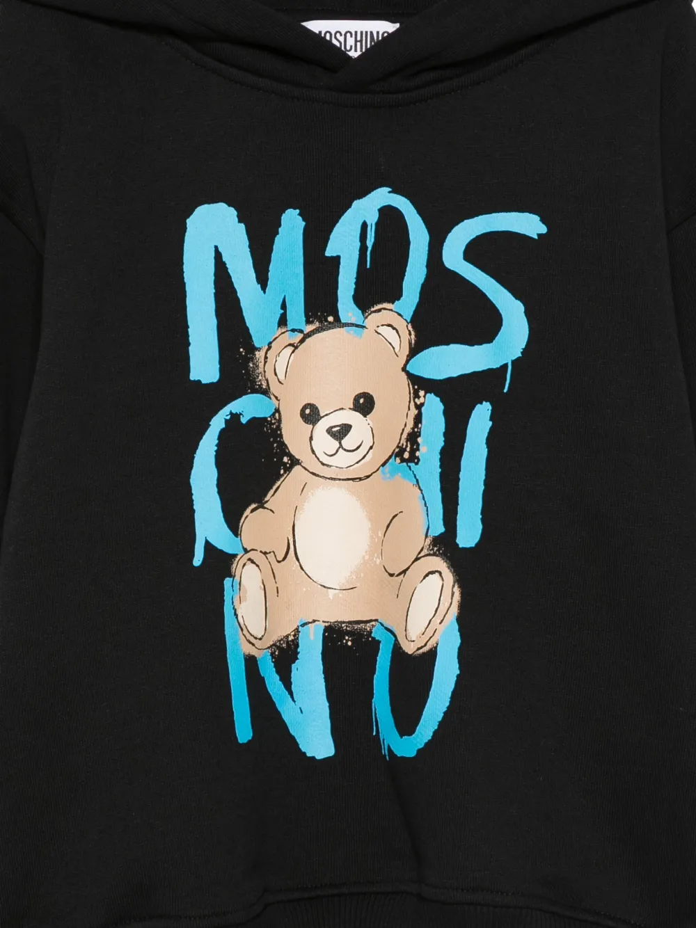 Толстовка с принтом плюшевого мишки Moschino Kids, черный — фото 3