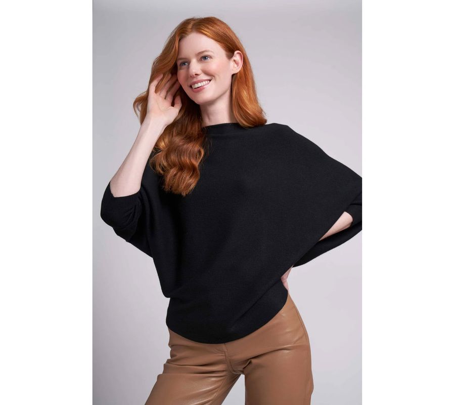 

Женский свитер Ivy Oversized с рукавами летучая мышь длиной 3/4 Caldwell Collection, Noir black