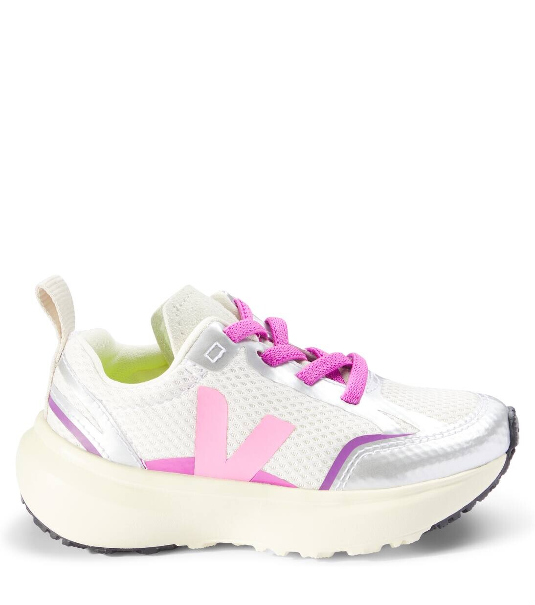 Канареечные кроссовки Veja Kids, цвет gravel_malibu_silver — фото 3