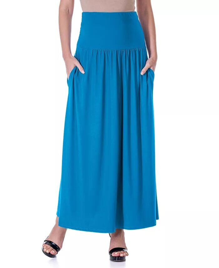 

Женская юбка макси с карманами и складками 24seven Comfort Apparel, синий