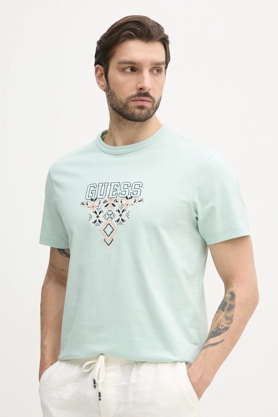 

Хлопковая футболка Guess, зеленый