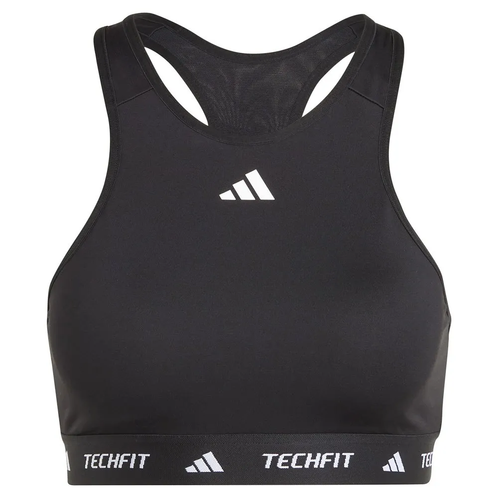 Спортивный бюстгальтер adidas Techfit High Neck Medium Impact Sports Bra, черный — фото 3
