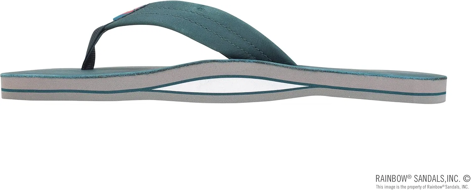 Мужские сандалии Rainbow из двухслойной кожи с поддержкой свода стопы Rainbow Sandals, Turquoise Grey — фото 2