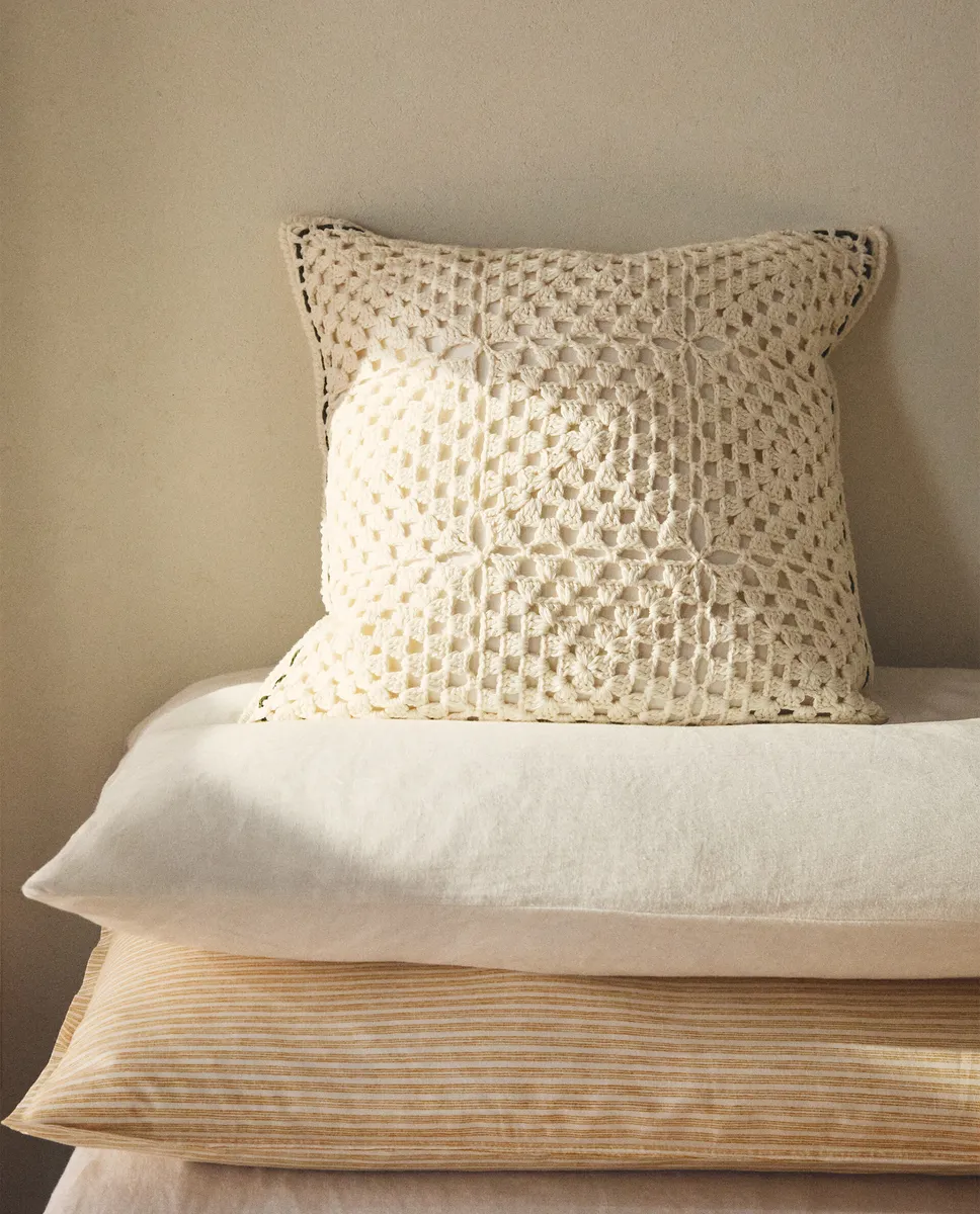 

Чехол на подушку крючком Zara Home, экрю