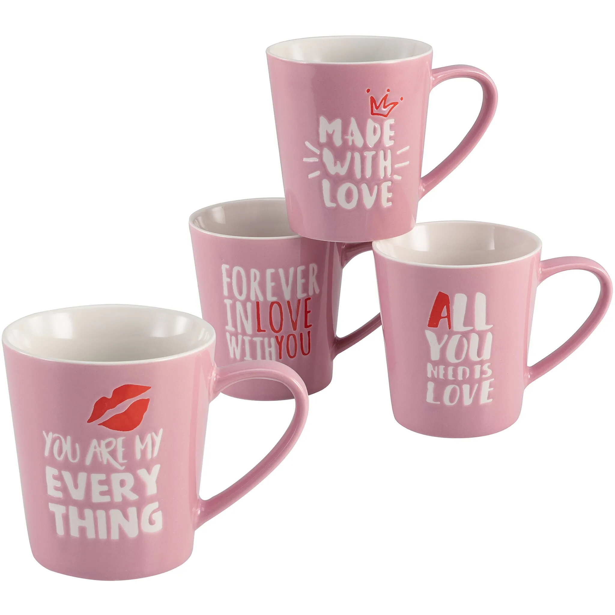 

Кружка CreaTable «Кофейная кружка Love Collection», (набор, 4 шт.), с признанием в любви, набор чашек, 4 шт, светло-розовый