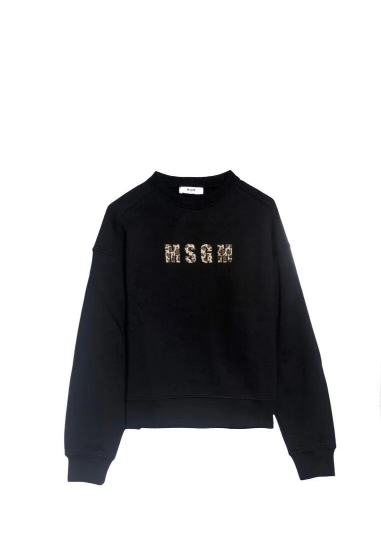 Свитшот хлопковый, Kids Msgm, черный — фото 4