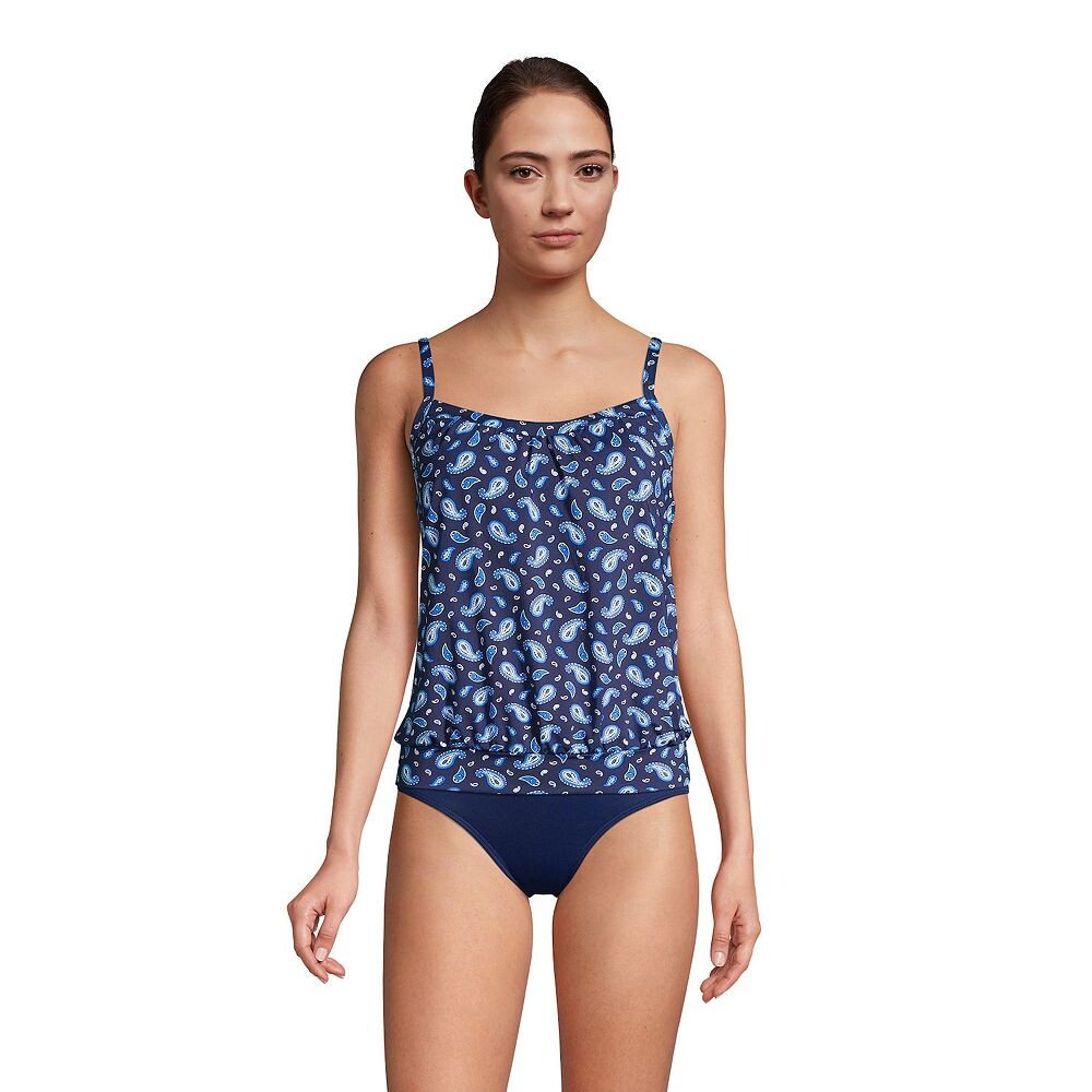 

Женский купальник Lands' End UPF 50 Blouson Tankini Top, цвет Deep Navy Paisley