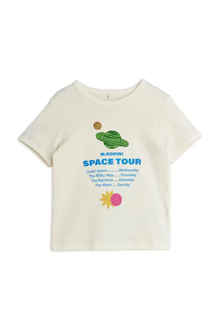 Футболка с принтом Space tour Mini Rodini, бежевый — фото 2