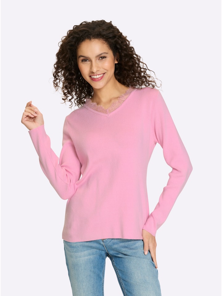 

Тонкий вязаный свитер розового цвета Heine