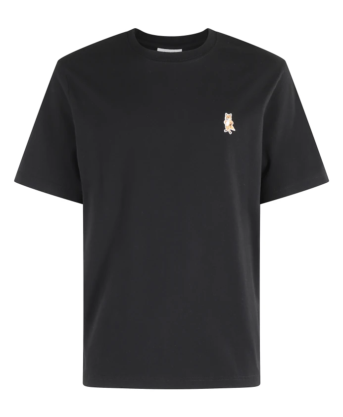 

Футболка с логотипом белой лисы Maison Kitsunã, черный