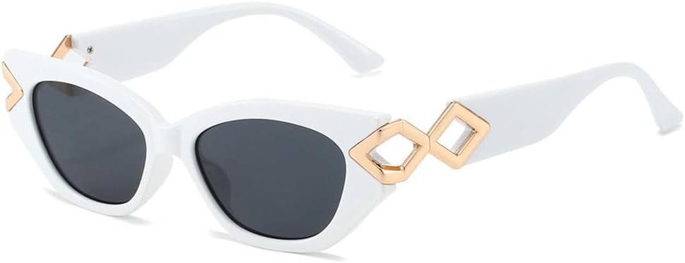 

Модные солнцезащитные очки «кошачий глаз» с градиентными линзами, персонализированной оправой в виде скрепки, роскошным декором, защитой от УФ-излучения UV400 LVTFCO, White Gray