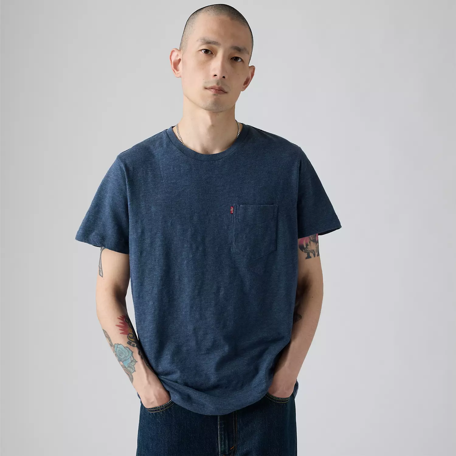 

Футболка с классическим карманом Levi's, цвет Dress Blues Heather - Blue